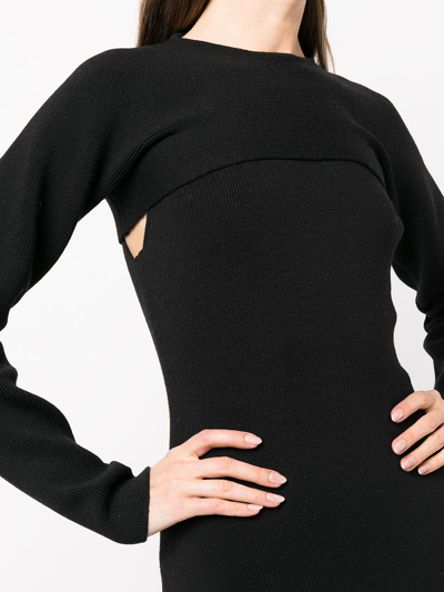 Tom Ford Ribbed Long-sleeve Midi Dress In Black