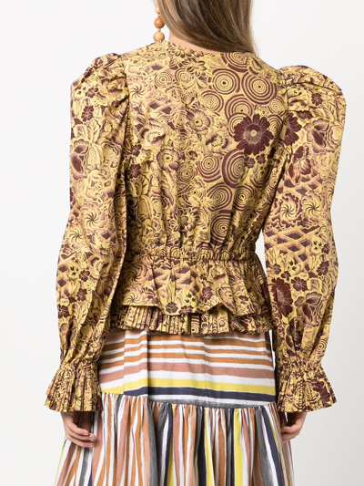 Shop Ulla Johnson Ren Floral-print Blouse In Amber