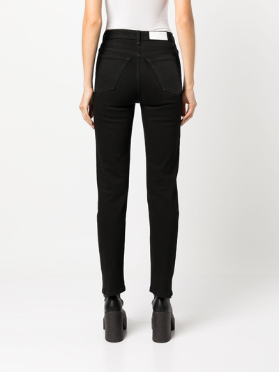 Shop Re/done High-rise Straight-leg Jeans In Black