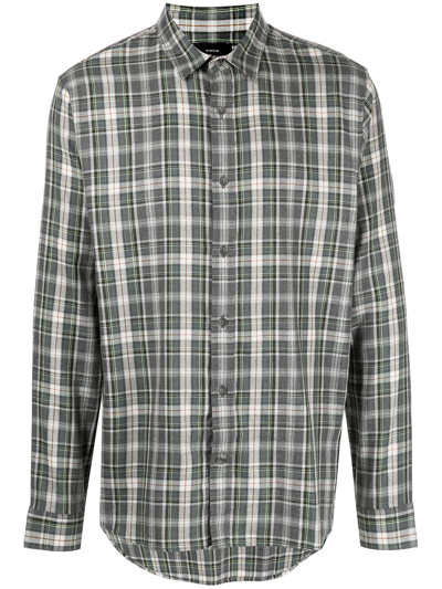 Shop Vince Weeknight Plaid-check Shirt In Gry