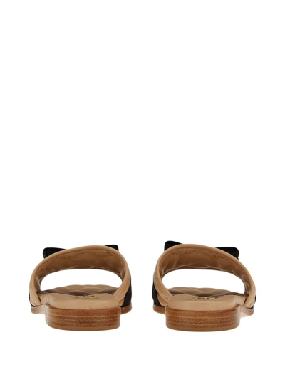 Shop Ferragamo Vara Bow Quilted Slides In Neutrals