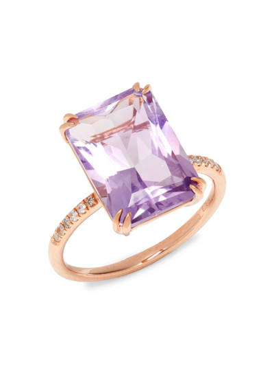 Effy Women's 14k Rose Gold, Pink Amethyst & Diamond Ring In Pink