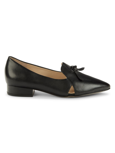 Shop Cole Haan Women's Viola Skimmer Pointed Toe Leather Loafers In Black
