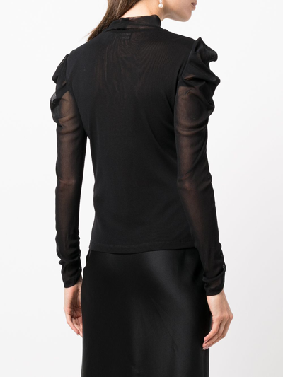 Shop Diane Von Furstenberg Remy Mesh-detail Top In Black