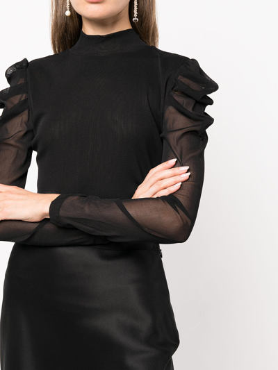 Shop Diane Von Furstenberg Remy Mesh-detail Top In Black