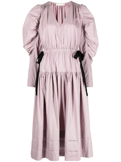 Shop Ulla Johnson Althea Gathered-detail Cotton Dress In Tanzanite