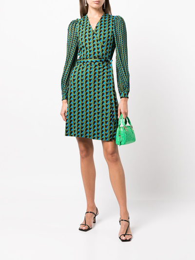 Diane Von Furstenberg Gala Belted Printed Gauze Mini Wrap Dress In Multicolour