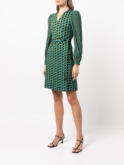 Diane Von Furstenberg Gala Belted Printed Gauze Mini Wrap Dress In Multicolour