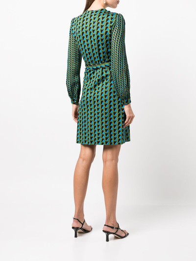 Diane Von Furstenberg Gala Belted Printed Gauze Mini Wrap Dress In Multicolour