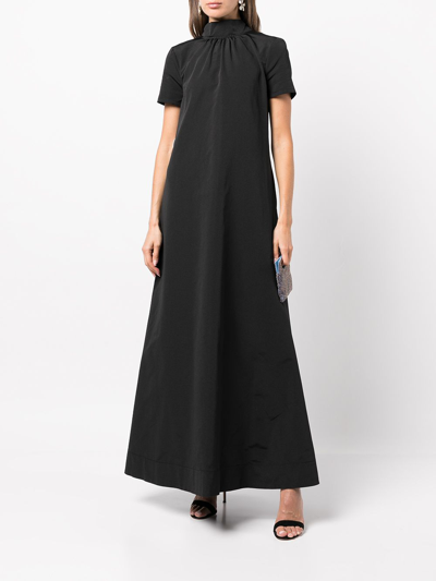 Shop Staud Llana Bow-detail Floor-length Dress In Black