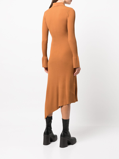 Shop A.l.c Lance Polo-collar Dress In Brown