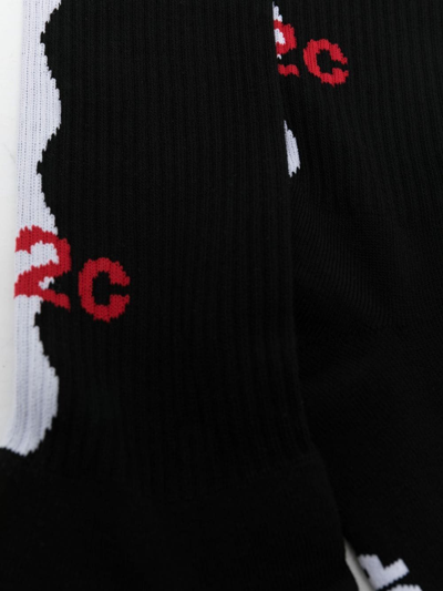 Shop 032c Intarsia-knit Logo Socks In Black