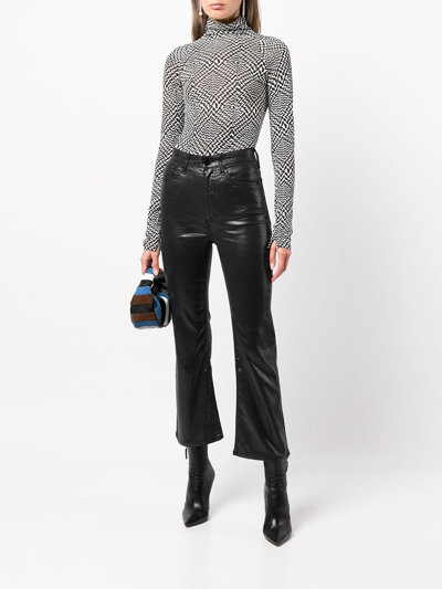 Shop Rag & Bone Coated Flared Cropped Jeans In Black