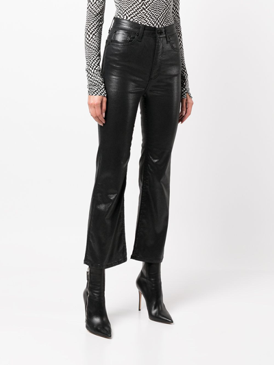 Shop Rag & Bone Coated Flared Cropped Jeans In Black