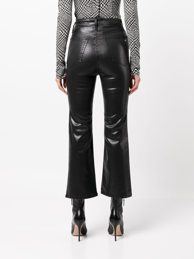 Shop Rag & Bone Coated Flared Cropped Jeans In Black