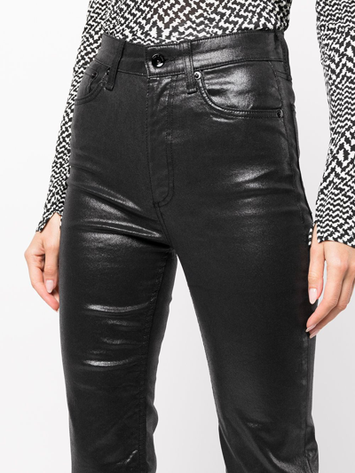 Shop Rag & Bone Coated Flared Cropped Jeans In Black