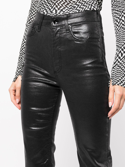 Rag & Bone Casey Coated High-rise Ankle Flare Jean In Black