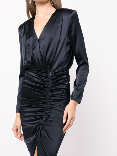 Veronica Beard Cameri Asymmetric Silk-blend Dress In Navy