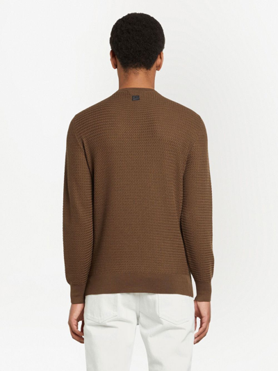 Shop Ferragamo Knitted V-neck Jumper In Brown
