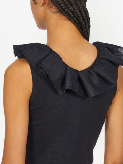 Ferragamo Ruffle Virgin Wool Top In Black