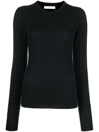 Shop Co Cable-knit Cashmere Sweater In Black