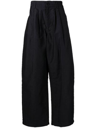 Shop Yohji Yamamoto High-waisted Straight-leg Trousers In Black