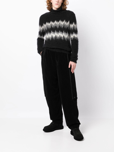 Yohji Yamamoto Tailored Cropped Trousers Elastic Waistband In Black