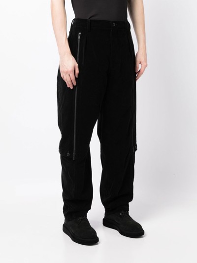 Yohji Yamamoto Tailored Cropped Trousers Elastic Waistband In Black