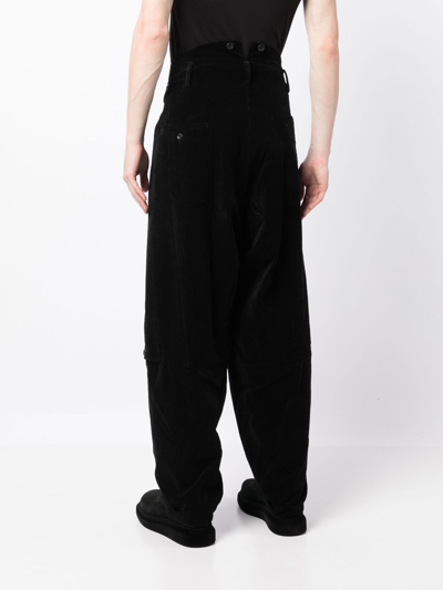 Yohji Yamamoto Tailored Cropped Trousers Elastic Waistband In Black