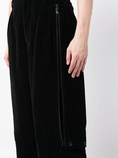 Yohji Yamamoto Tailored Cropped Trousers Elastic Waistband In Black