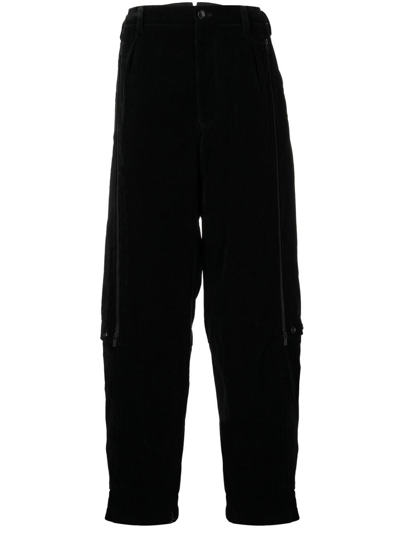 Shop Yohji Yamamoto Pleated Wide-leg Trousers In Black
