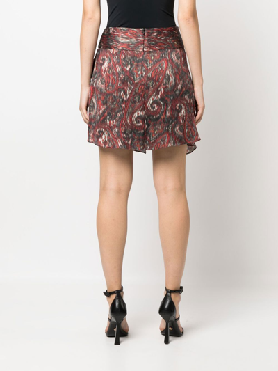 Shop Iro Graphic-print Layered Silk Skirt In Red
