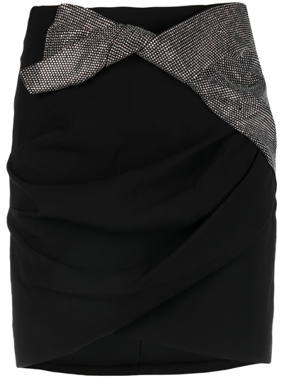 Shop Iro Crystal-embellished Ruched Mini Skirt In Black