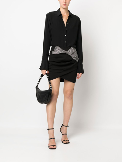 Shop Iro Crystal-embellished Ruched Mini Skirt In Black