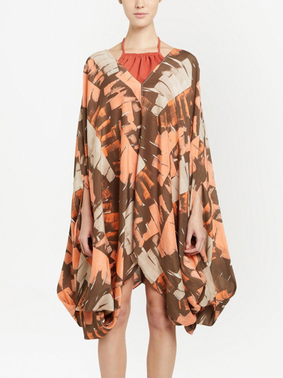 Ferragamo Palm-print Beach Cover-up In Orange