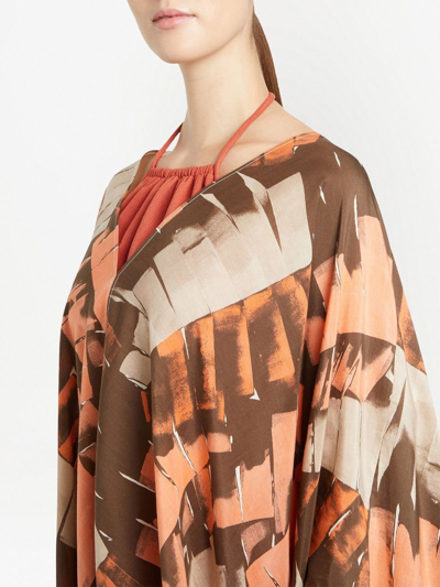 Ferragamo Palm-print Beach Cover-up In Orange