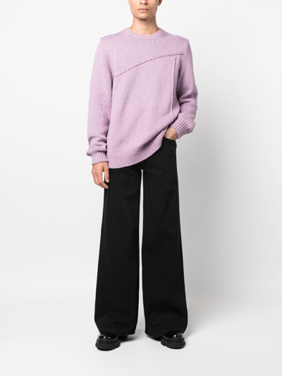 Shop Helmut Lang Seamed Knitted Jumper In Pink