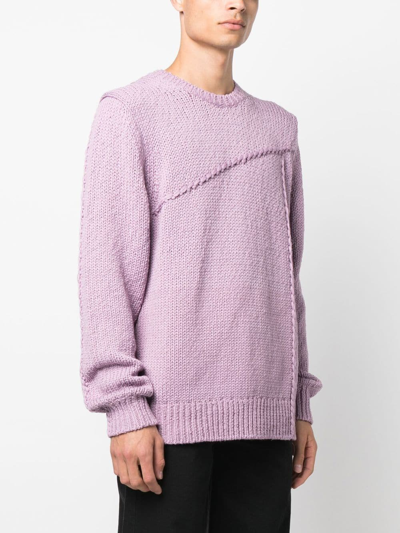 Shop Helmut Lang Seamed Knitted Jumper In Pink