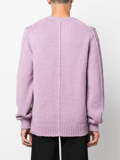 Shop Helmut Lang Seamed Knitted Jumper In Pink