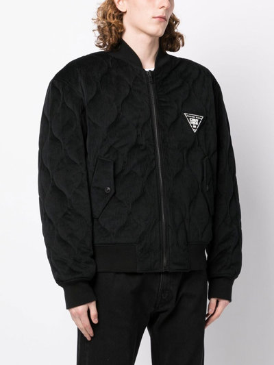 Shop Versace Jeans Couture Logo-patch Quilted Bomber Jacket In Black