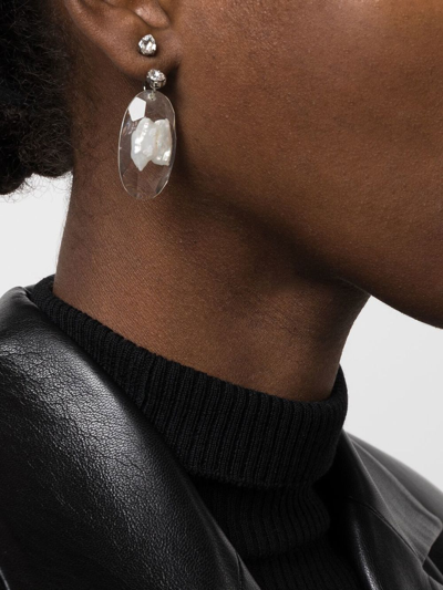 Shop Simone Rocha Clear Pearl-embellished Drop Earrings In Neutrals