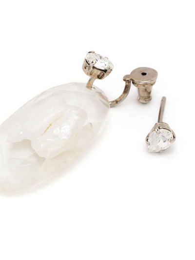Shop Simone Rocha Clear Pearl-embellished Drop Earrings In Neutrals