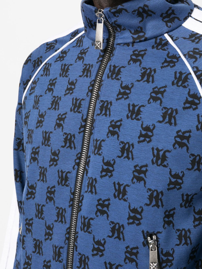 Shop John Richmond Logo-print Zip-up Sweatshirt In Blue