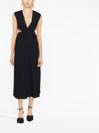 Shop Victoria Beckham Twist Wrap Cut-out Detail Midi Dress In Black