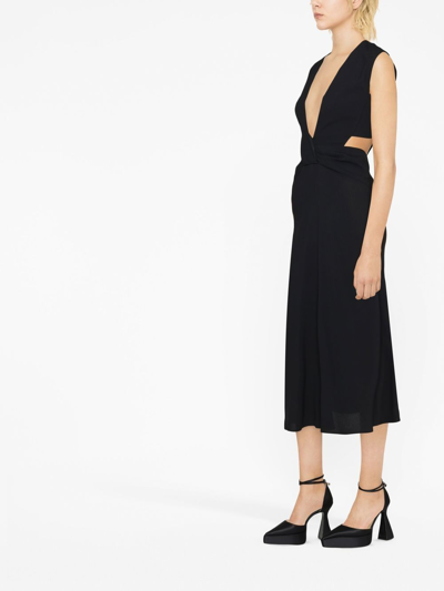 Shop Victoria Beckham Twist Wrap Cut-out Detail Midi Dress In Black