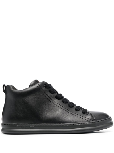 Shop Camper Chunky Leather Lace-up Sneakers In Black