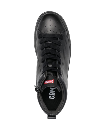 Shop Camper Chunky Leather Lace-up Sneakers In Black