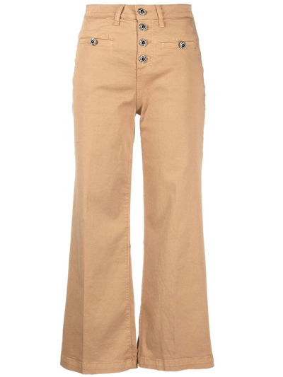 Shop Liu •jo High-waisted Cropped Trousers In Brown