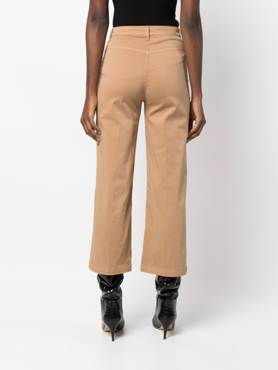 Shop Liu •jo High-waisted Cropped Trousers In Brown