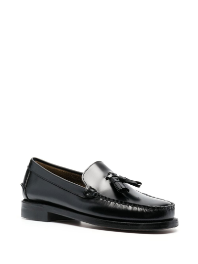 Shop Sebago Tassel-detail Leather Loafers In Black